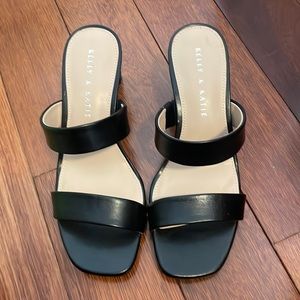 New black strap heels